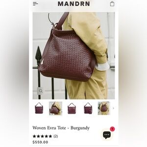 MANDRN Woven Evra Tote - Burgundy Shoulder Bag/ backpack